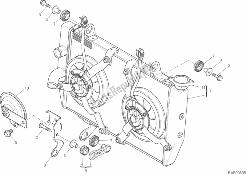All parts for the Water Cooler of the Ducati Multistrada 1200 S Thailand 2017
